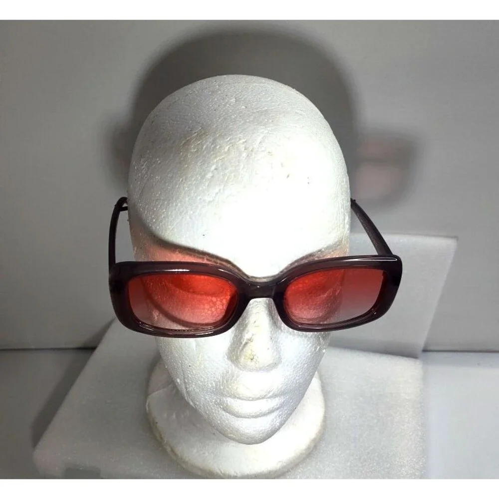 Men's Wolf Eyes Gray Rectangle Sunglasses Pink Gradient Lens & Case  53-22-150